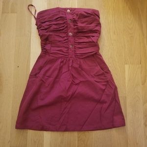 Deep red tube top mini dress
